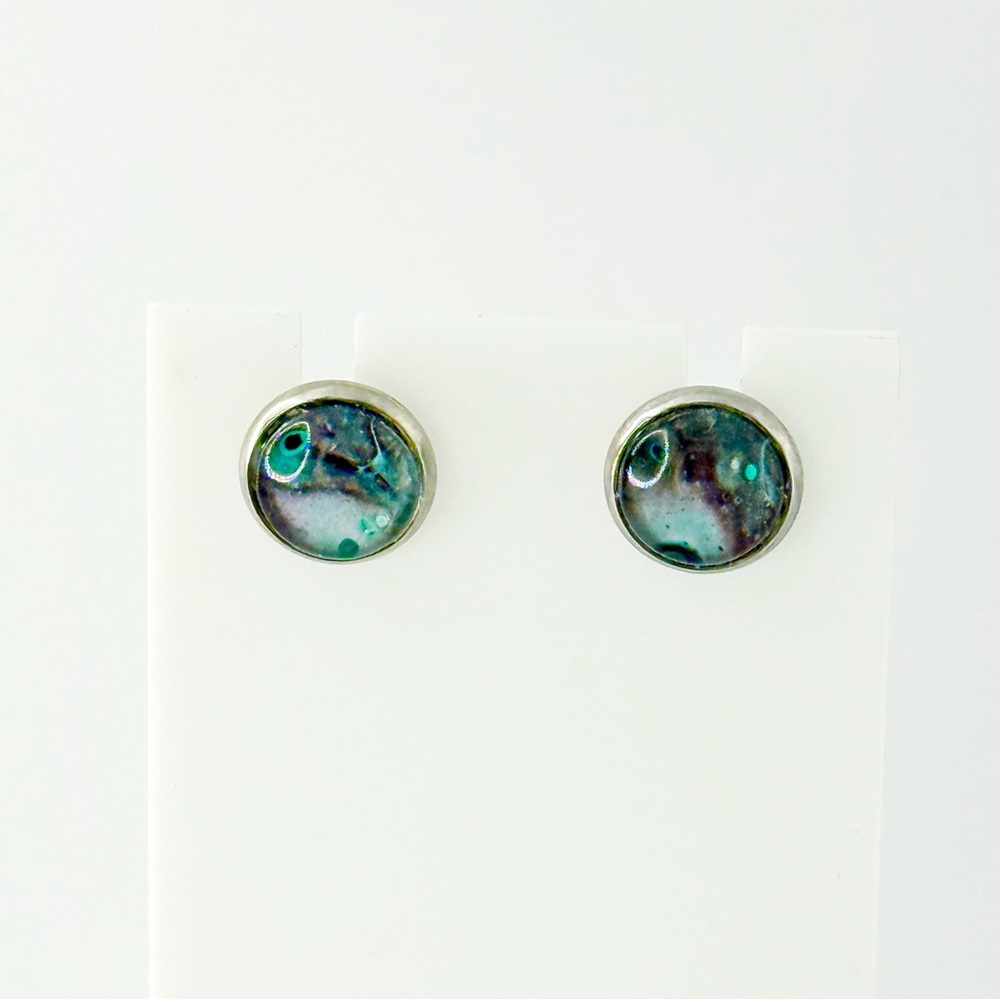 Round Abalone Shell Stud Earrings - image 1